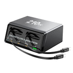 WLX-60E 210W GaN Desktop Oplader USB-A + 3 Type-C Strømforsyning med 70 cm Udtrækkeligt Kabel