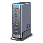 WLX-F8L USB-A + Type-C 8-Port Fast Charge Desktop Power Hub 660W GaN Charging Station