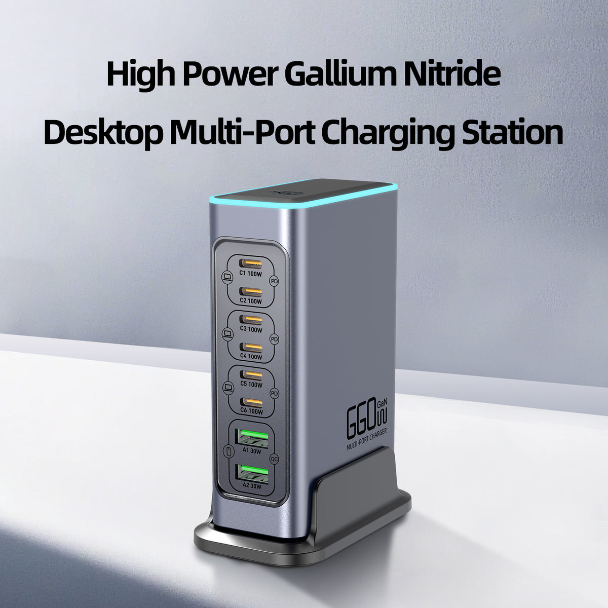 WLX-F8L USB-A + Type-C 8-Port Fast Charge Desktop Power Hub 660W GaN Charging Station