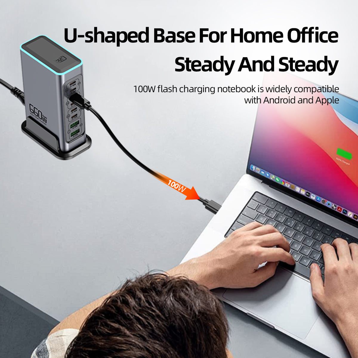 WLX-F8L USB-A + Type-C 8-Port Fast Charge Desktop Power Hub 660W GaN Charging Station