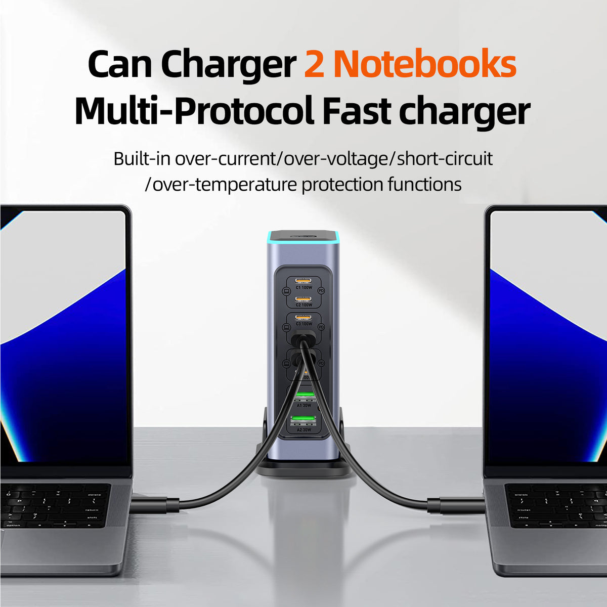 WLX-F8L USB-A + Type-C 8-Port Fast Charge Desktop Power Hub 660W GaN Charging Station