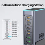 WLX-F8L USB-A + Type-C 8-Port Fast Charge Desktop Power Hub 660W GaN Charging Station