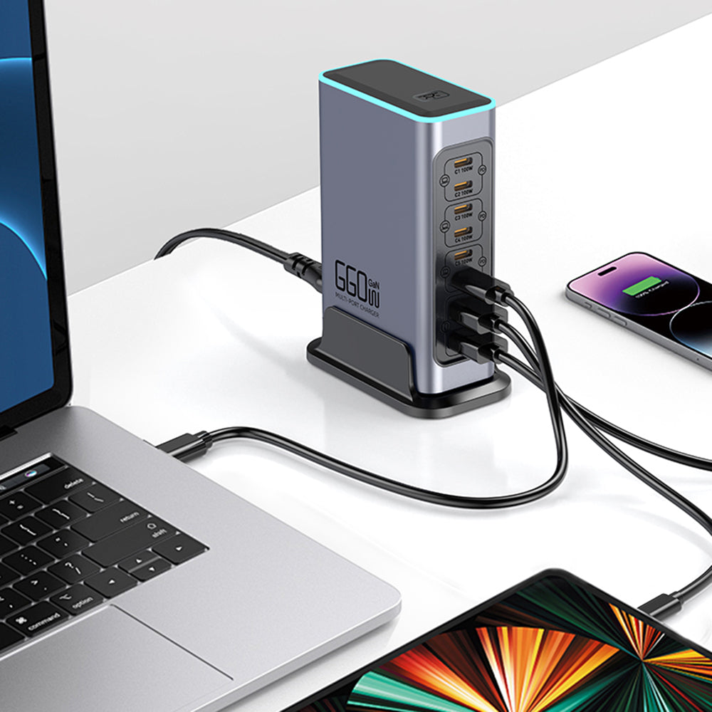 WLX-F8L USB-A + Type-C 8-Port Fast Charge Desktop Power Hub 660W GaN Charging Station