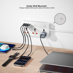 XUNDD XDCH-128 Universal USB Power Strip 7 in 1 PD 20W Fast Charging Station, 3 AC + 3 USB-A + 1 Type-C