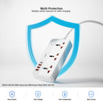 XUNDD XDCH-128 Universal USB Power Strip 7 in 1 PD 20W Fast Charging Station, 3 AC + 3 USB-A + 1 Type-C