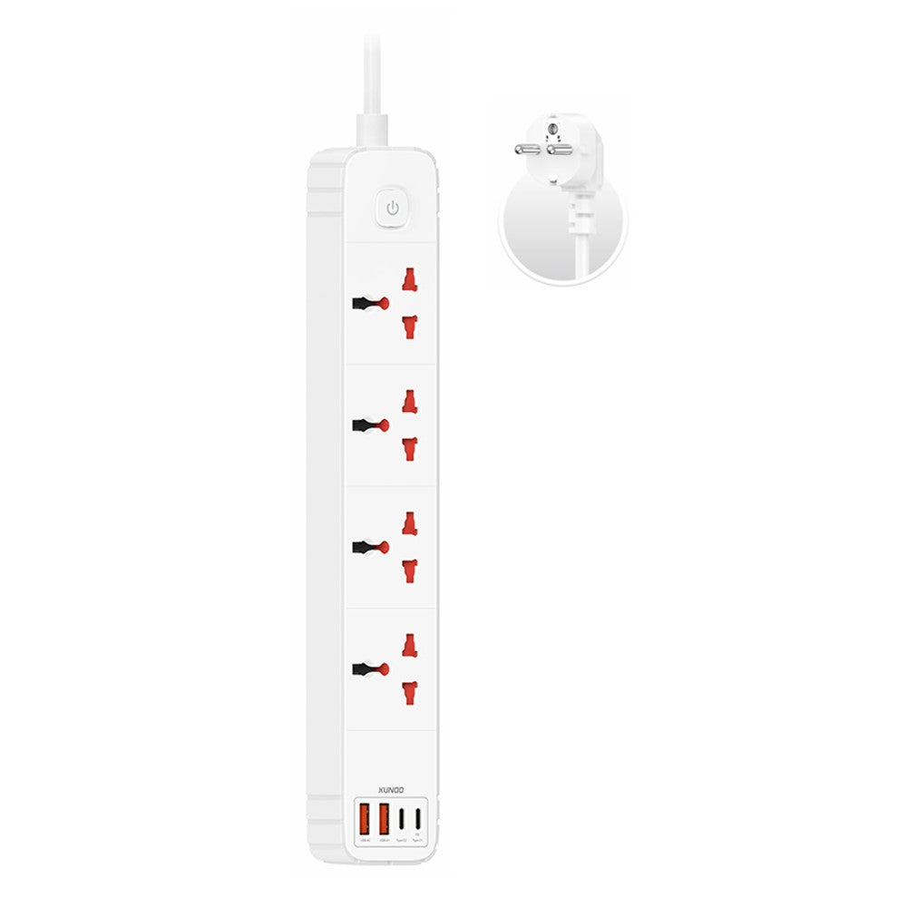 XUNDD XDCH-129 Universal 8 in 1 USB Power Strip with 4 AC + 2 USB-A + 2 USB-C Ports PD 20W Fast Charging Adapter
