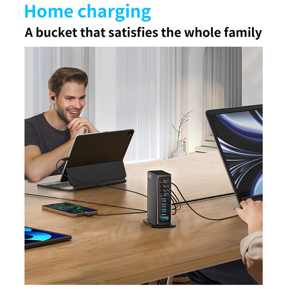 NCC666 520W Multi-Port GaN Fast Charger Intelligent Digital Display Rejse Desktop Ladestation