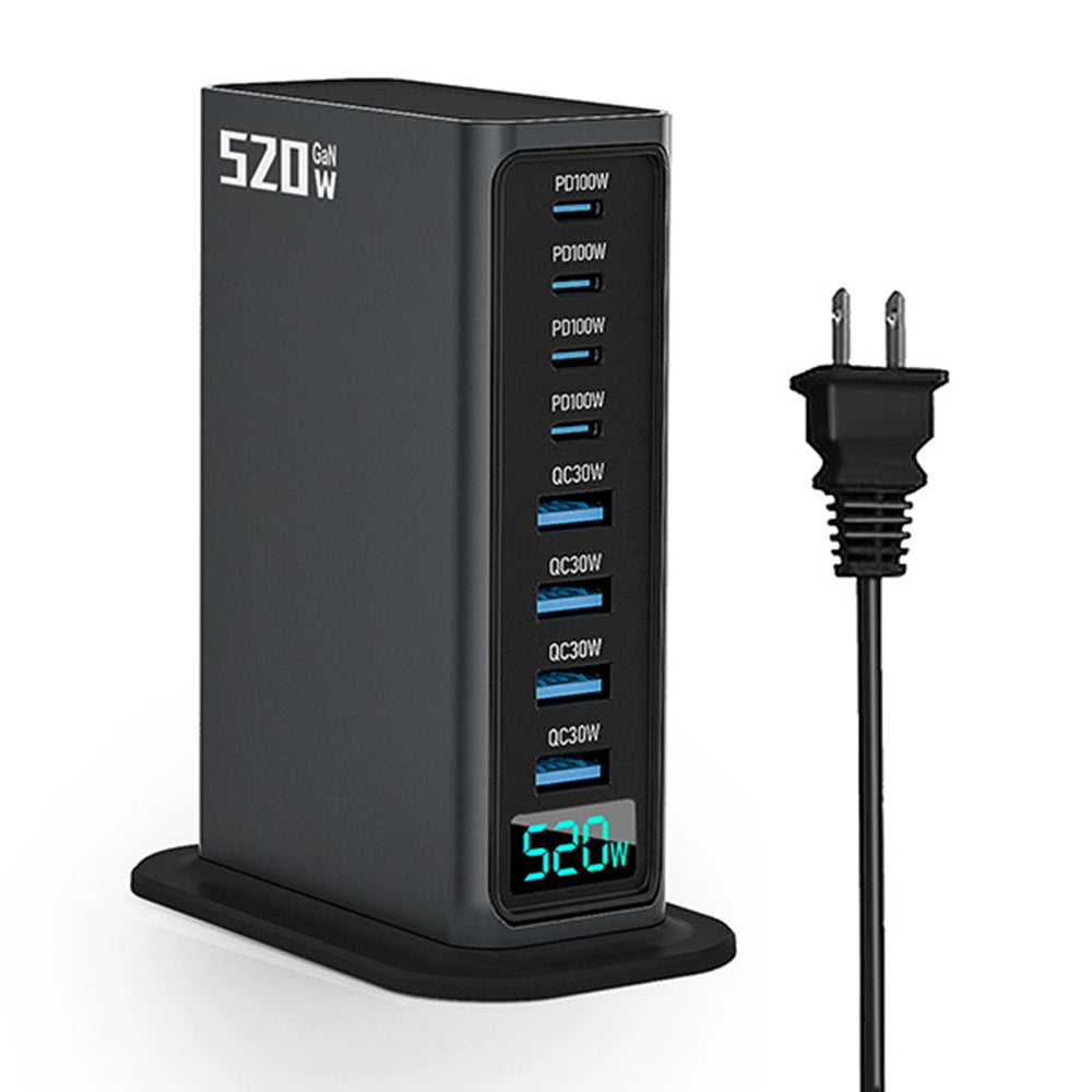 NCC666 520W Multi-Port GaN Fast Charger Intelligent Digital Display Rejse Desktop Ladestation
