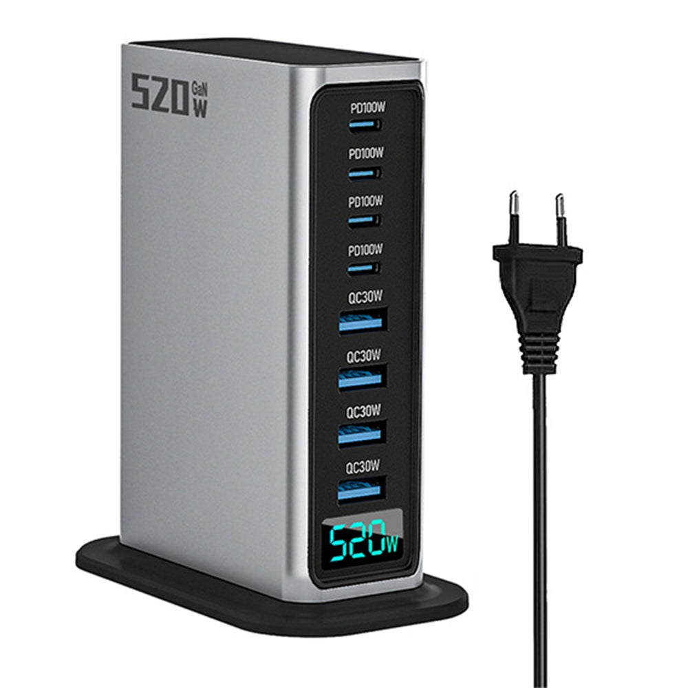 NCC666 520W Multi-Port GaN Fast Charger Intelligent Digital Display Rejse Desktop Ladestation