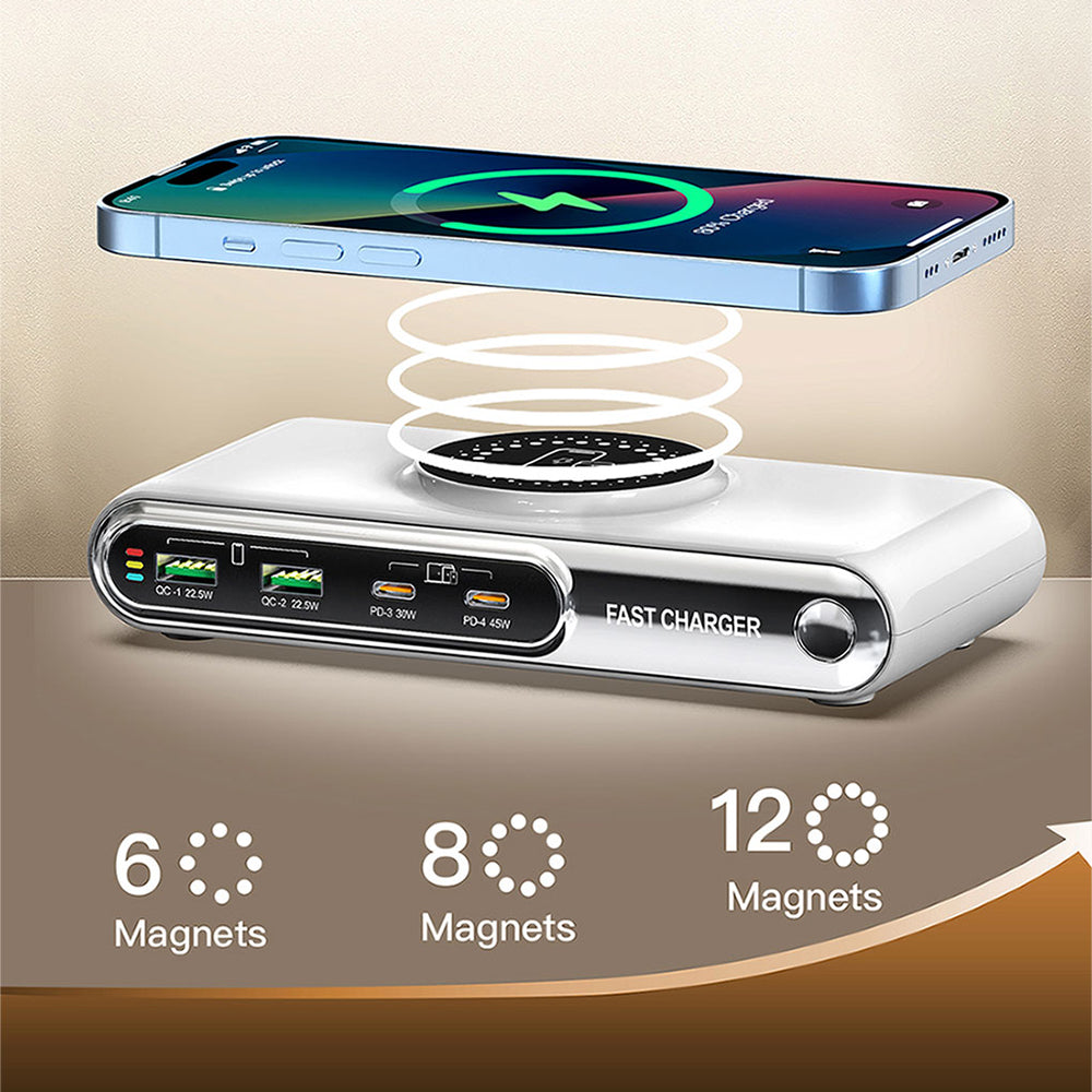 WLX-F9A Skrivebordsladestation 72W Multi-Port Oplader Trådløs Opladningsdock med RGB-stemningslys