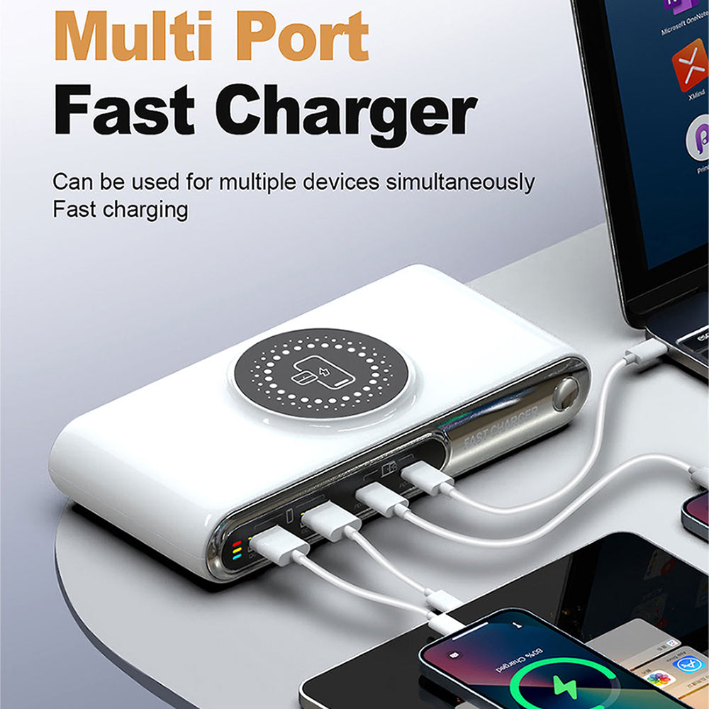 WLX-F9A Skrivebordsladestation 72W Multi-Port Oplader Trådløs Opladningsdock med RGB-stemningslys