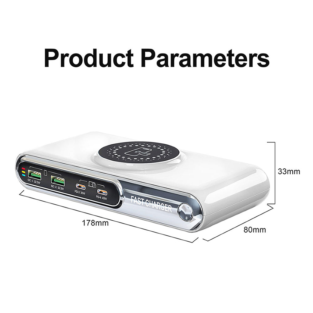 WLX-F9A Skrivebordsladestation 72W Multi-Port Oplader Trådløs Opladningsdock med RGB-stemningslys