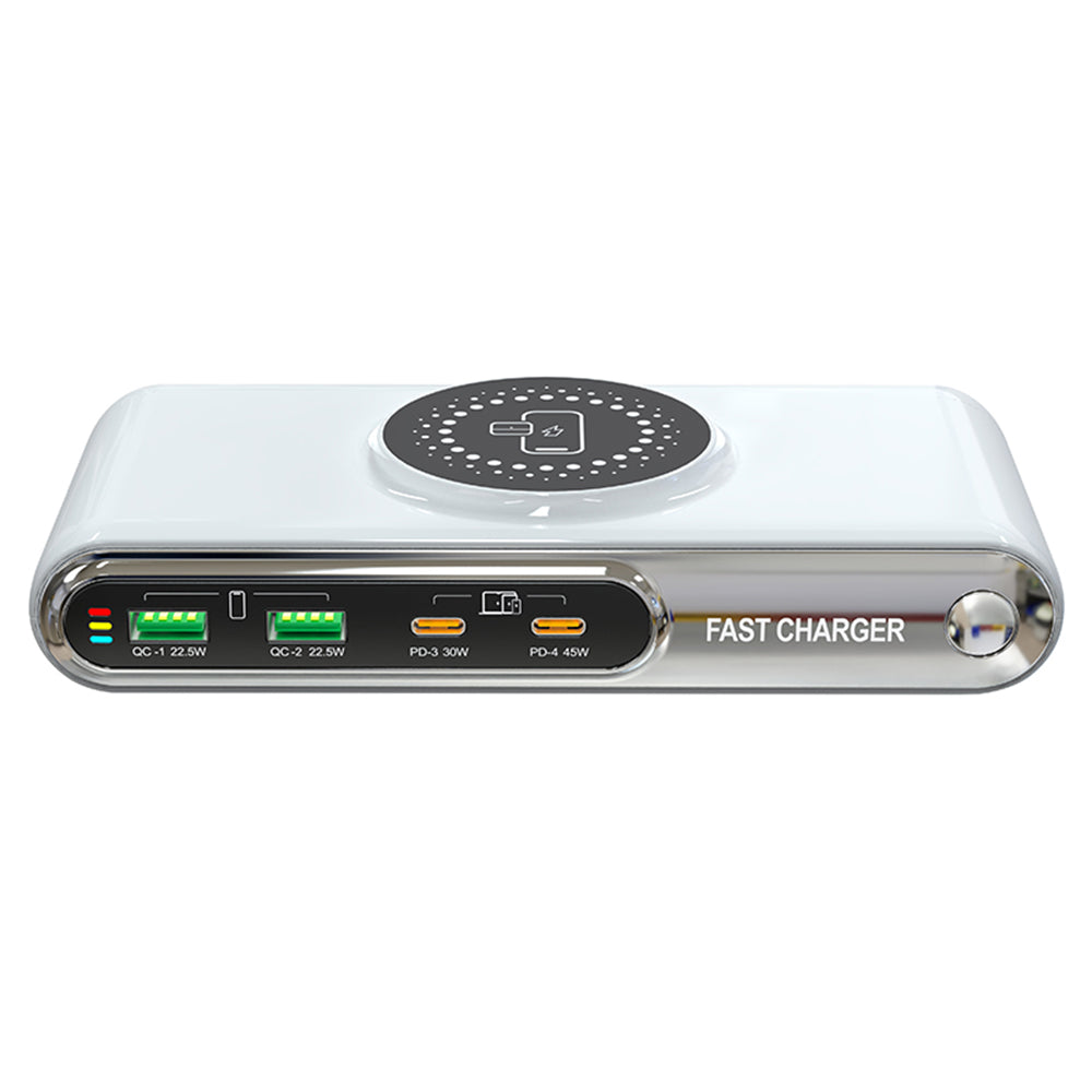 WLX-F9A Skrivebordsladestation 72W Multi-Port Oplader Trådløs Opladningsdock med RGB-stemningslys