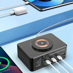 WLX-818D+ Smart Display Multi-Port Charger PD 140W Fast Charging Station Magnetic Wireless Charger