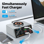 WLX-X9A Smart Display APP Control 100W Multi-port Desktop Charger Magnetic Wireless Charging Station