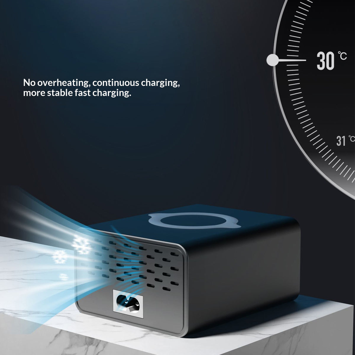 WLX-X9C 110W Multi-Port Charging Hub with Digital Display Wireless Charger Power Station
