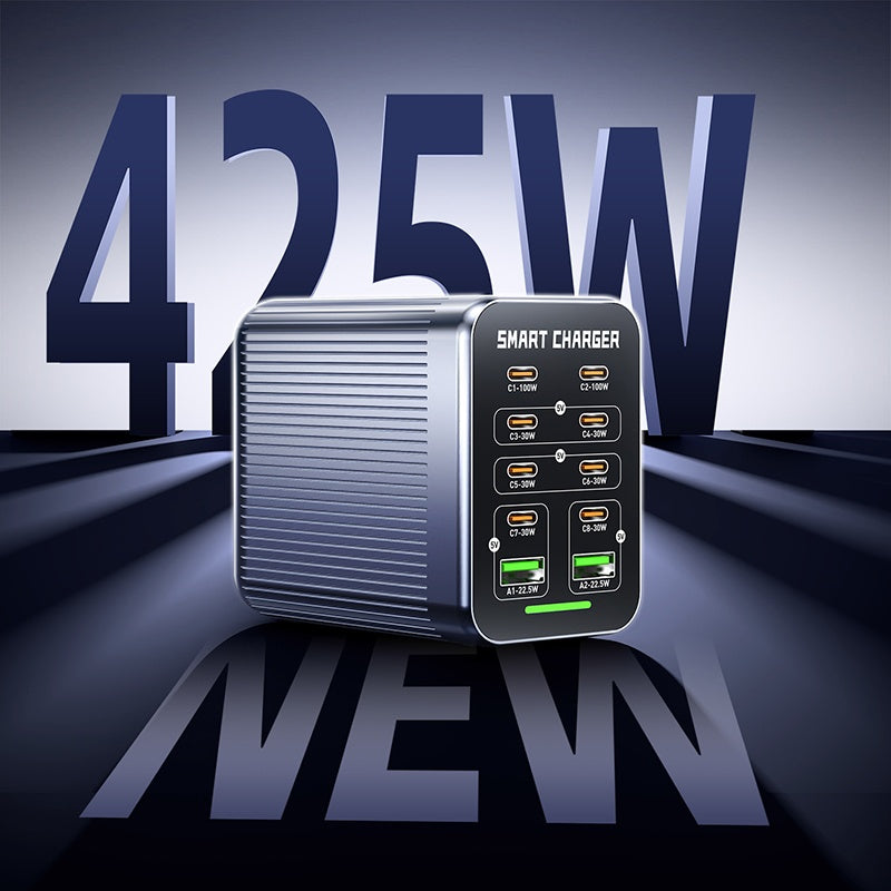 WLX-G1 425W GaN Multiport-oplader Højtydende hurtigopladende desktop-ladestation til bærbare computere/telefoner
