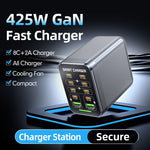 WLX-G1 425W GaN Multiport-oplader Højtydende hurtigopladende desktop-ladestation til bærbare computere/telefoner