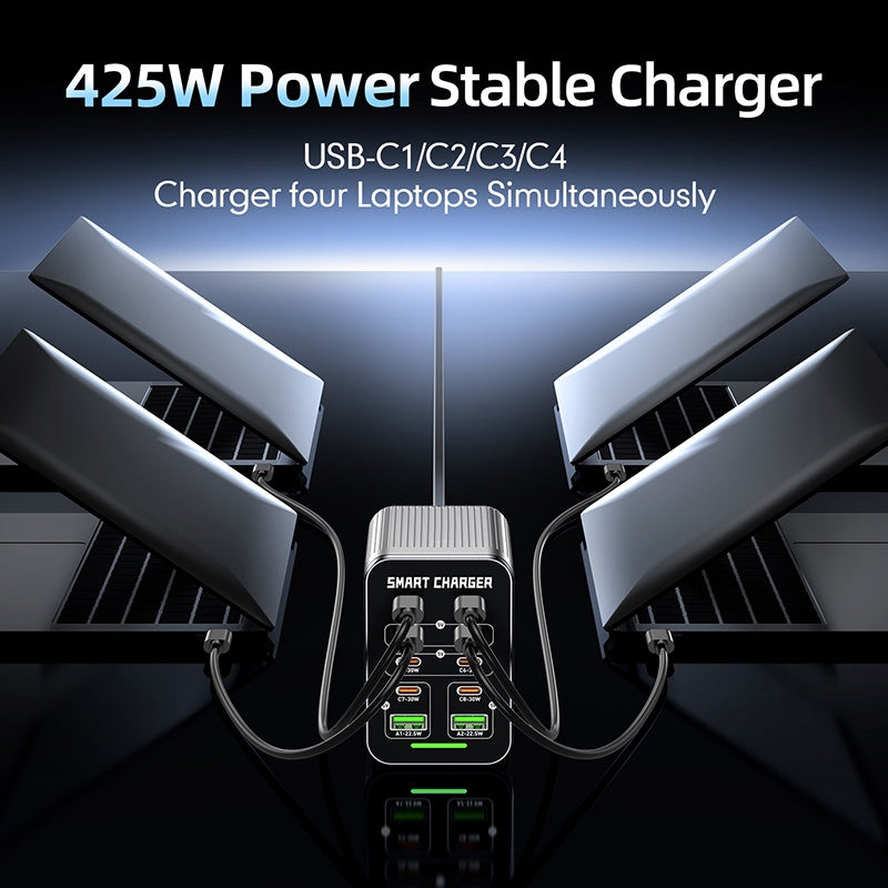 WLX-G1 425W GaN Multiport-oplader Højtydende hurtigopladende desktop-ladestation til bærbare computere/telefoner