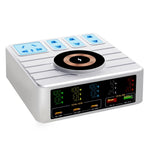 WLX-H13 140W Intelligent Digital Display Multi-Port Smart Lynoplader med Trådløs Opladning og Strømskinne, EU Stik