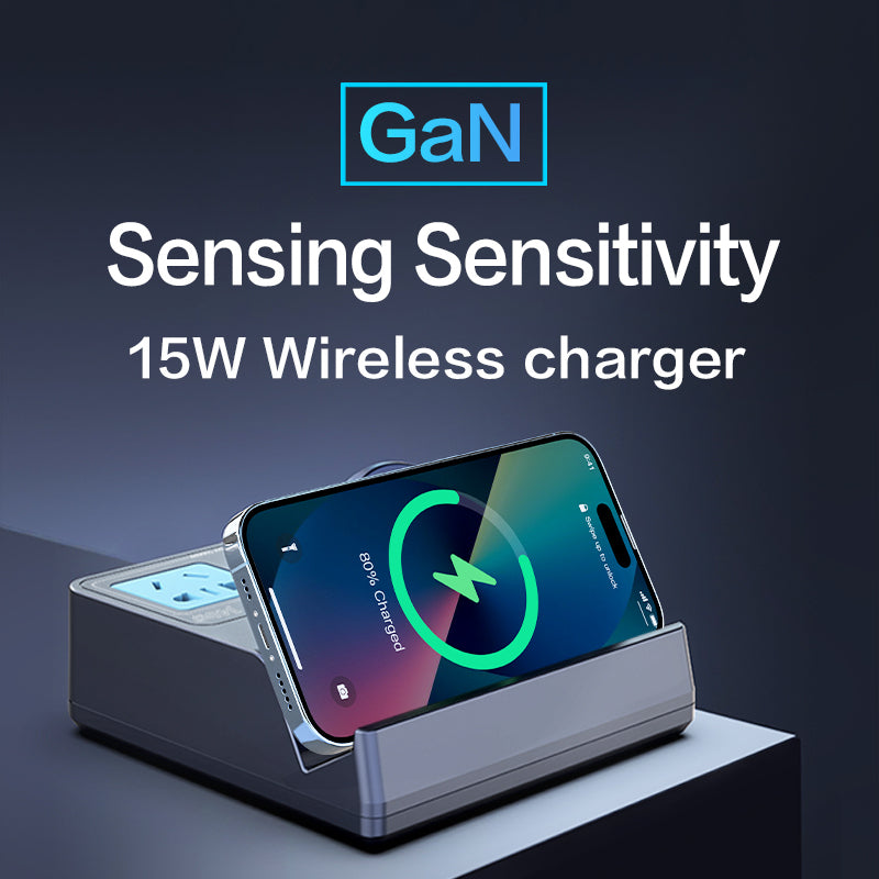 WLX-H12 140W Smart Trådløs Opladningsstrømskinne GaN PD Hurtigoplader Multiport-opladningsstation