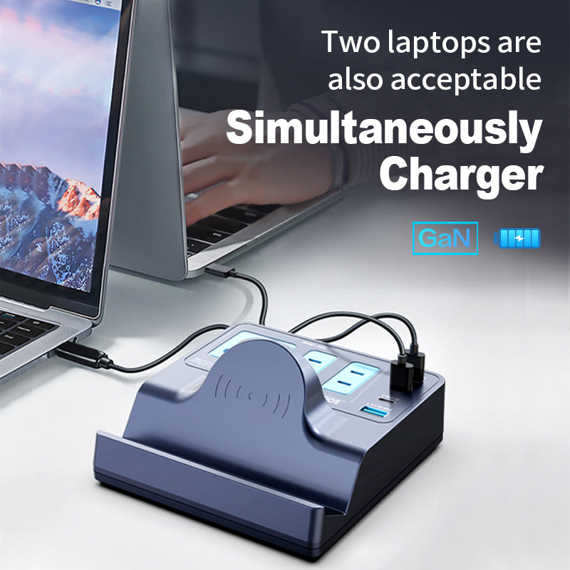 WLX-H12 140W Smart Trådløs Opladningsstrømskinne GaN PD Hurtigoplader Multiport-opladningsstation