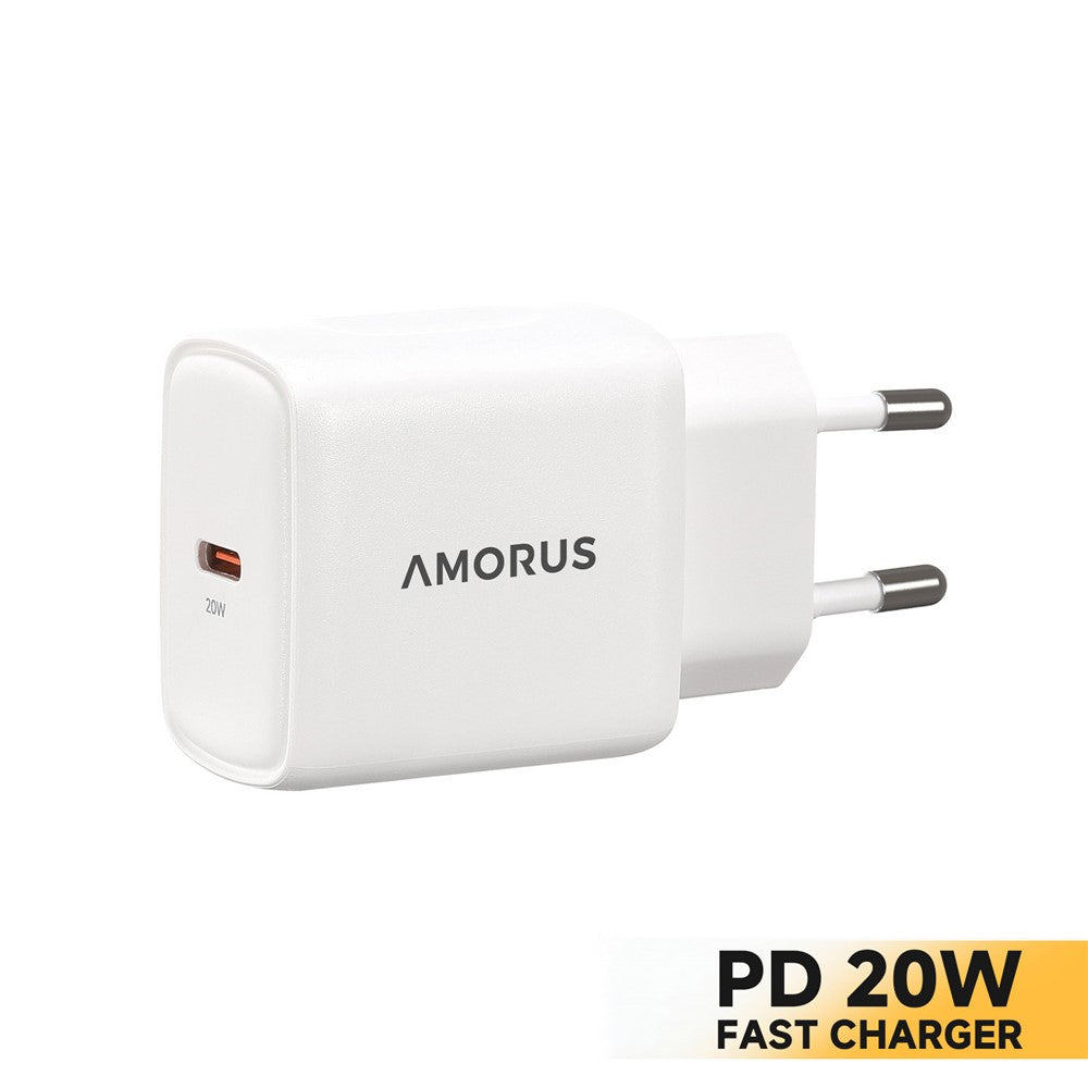 AMORUS PD 20W Type-C Fast Charging Wall Charger for Smartphone / Tablet / Laptop USB-C Power Adapter, EU Plug
