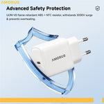 AMORUS PD 20W Type-C Fast Charging Wall Charger for Smartphone / Tablet / Laptop USB-C Power Adapter, EU Plug