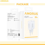AMORUS PD 20W Type-C Fast Charging Wall Charger for Smartphone / Tablet / Laptop USB-C Power Adapter, EU Plug