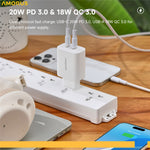 AMORUS PD 20W USB-C + 18W USB-A Fast Charging Wall Charger Dual Port Smart Power Adapter, EU Plug