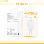 AMORUS PD 20W USB-C + 18W USB-A Fast Charging Wall Charger Dual Port Smart Power Adapter, EU Plug