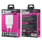WEKOME WP-U101 33W Fast Charger Portable USB-A + Type-C Dual Port Power Adapter, EU Plug