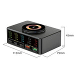 WLX-818C Smart Digital Display 140W Multi-Port USB Charger GaN Magnetic Wireless Charging Station
