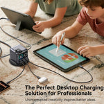 JOYROOM JR-TRD01 140W GaN Oplader 5-Port Desktop Hurtigopladningsstation med Udtrækkelige Kabler