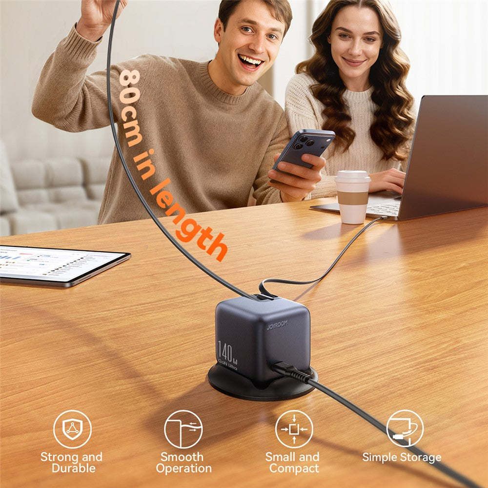 JOYROOM JR-TRD01 140W GaN Oplader 5-Port Desktop Hurtigopladningsstation med Udtrækkelige Kabler