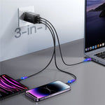 JOYROOM JR-TG10 65W EU Plug Fast Charging Adapter USB-A + Dual Type-C GaN Charger with 1.2m 100W USB-C Cable