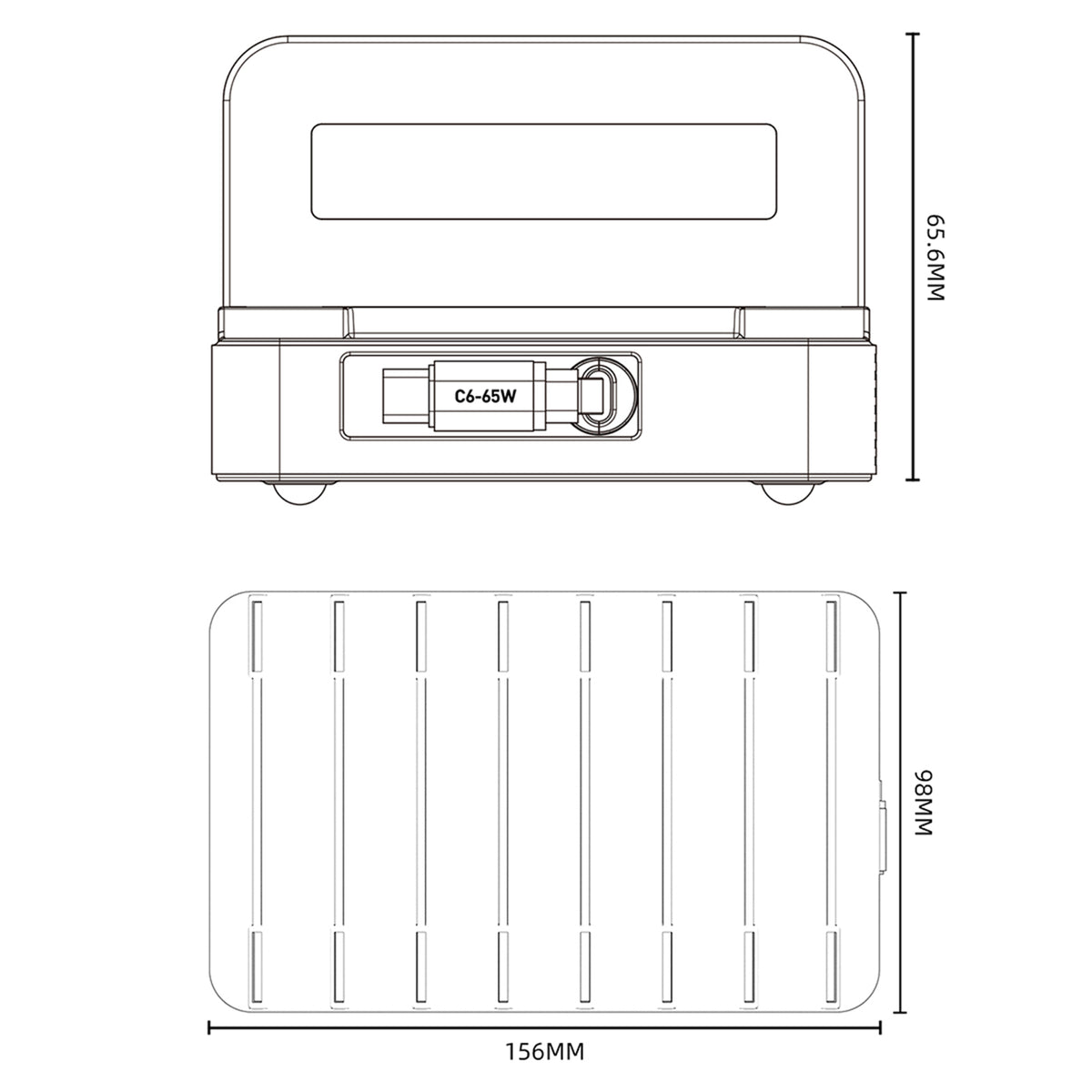 WLX-60H 288W GaN Multi Port Charger with Retractable Type-C Cable Desktop Charging Station for Phone/Tablet