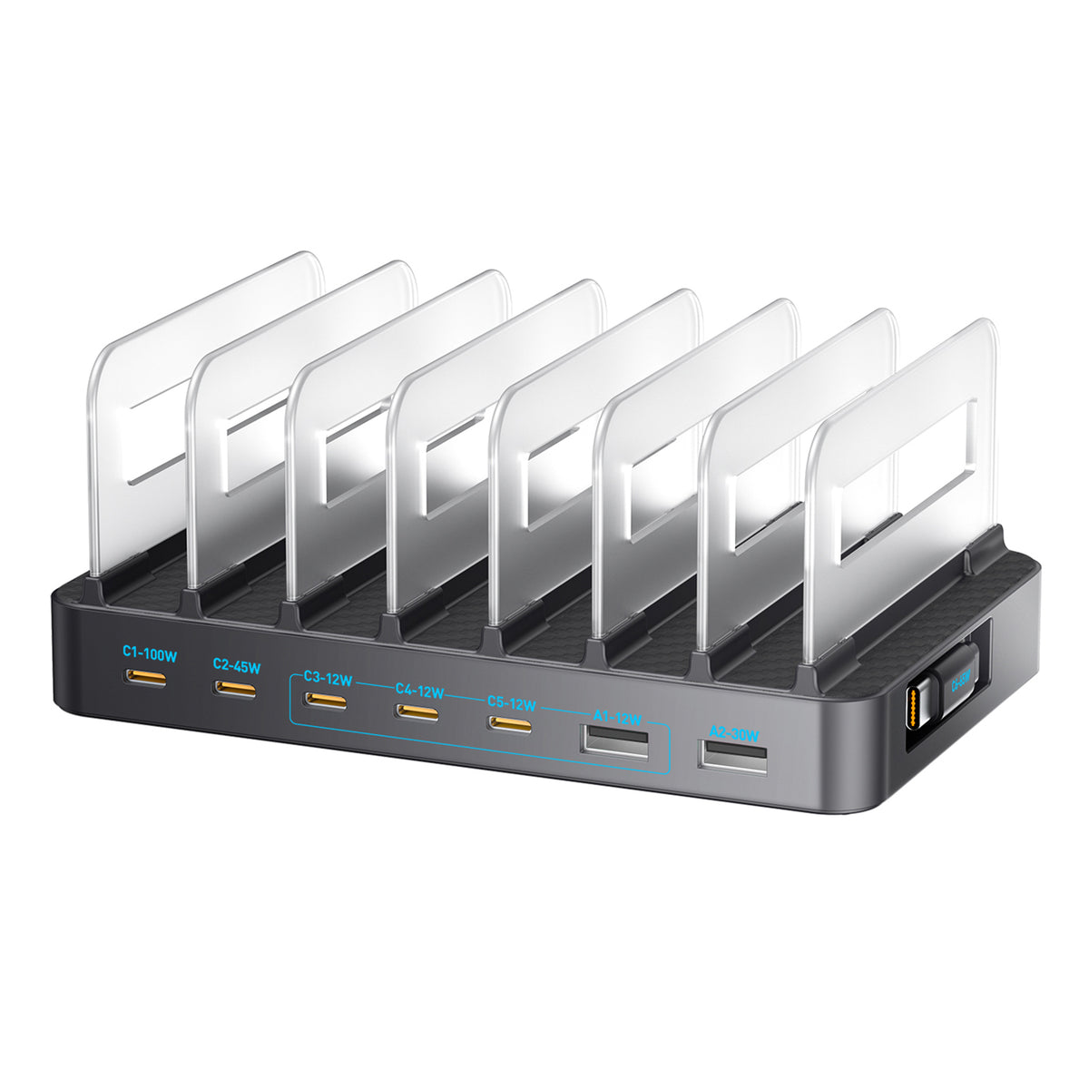 WLX-60H 288W GaN Multi Port Charger with Retractable Type-C Cable Desktop Charging Station for Phone/Tablet