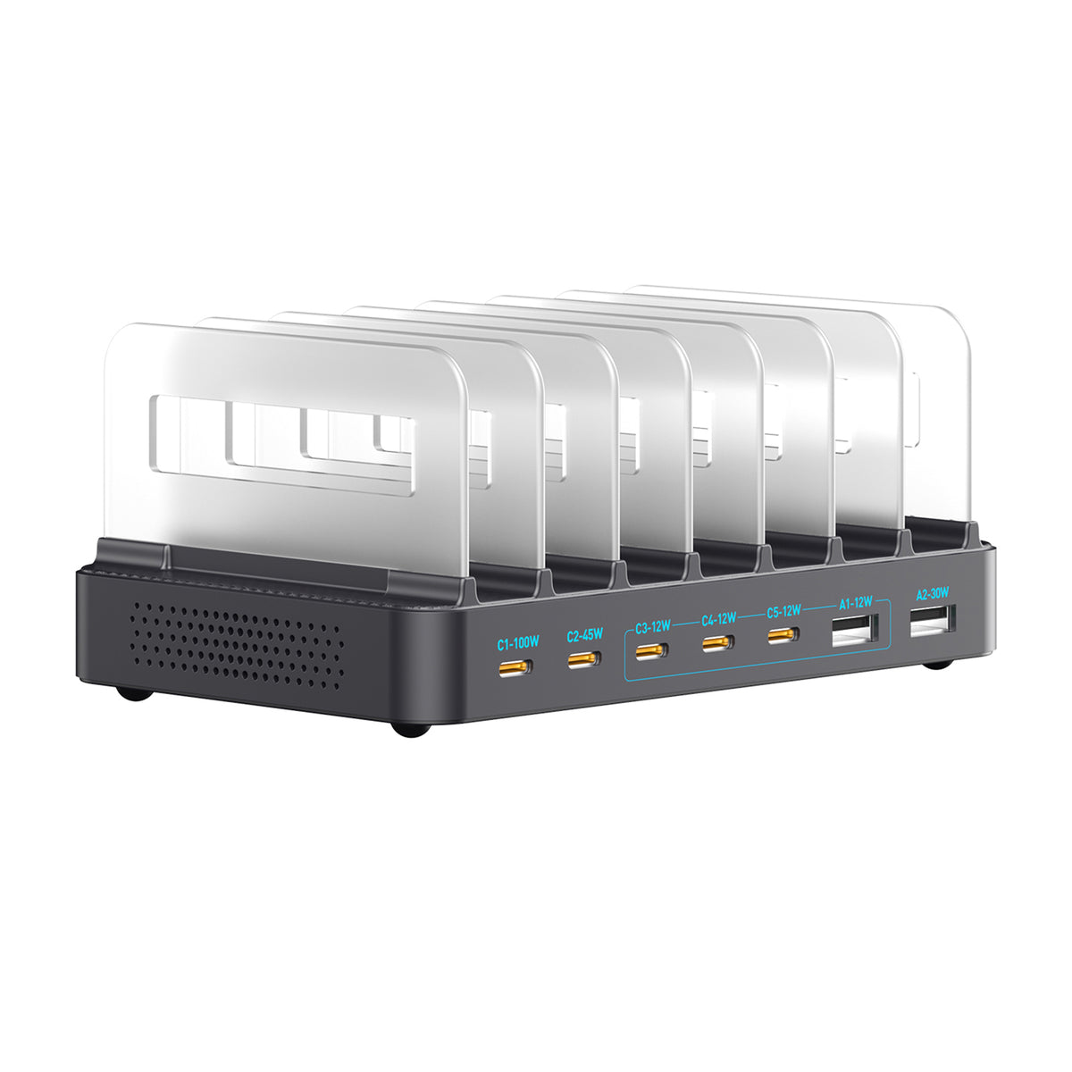 WLX-60H 288W GaN Multi Port Charger with Retractable Type-C Cable Desktop Charging Station for Phone/Tablet