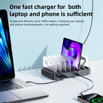 WLX-60H 288W GaN Multi Port Charger with Retractable Type-C Cable Desktop Charging Station for Phone/Tablet