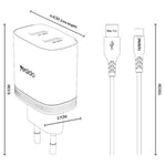 YESIDO YC104 Dual USB Port Charger PD 12W Fast Charging Power Adapter with USB Cable for Smartphones  /  Tablets, EU Plug