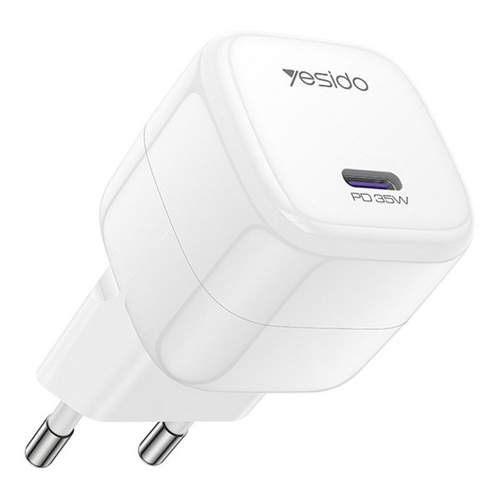 YESIDO YC103 PD 35W GaN Vægoplader USB-C Hurtig Opladning Strømadapter Kompakt Rejse Telefonoplader, EU-stik