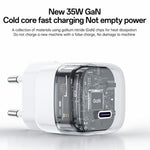 YESIDO YC103 PD 35W GaN Vægoplader USB-C Hurtig Opladning Strømadapter Kompakt Rejse Telefonoplader, EU-stik