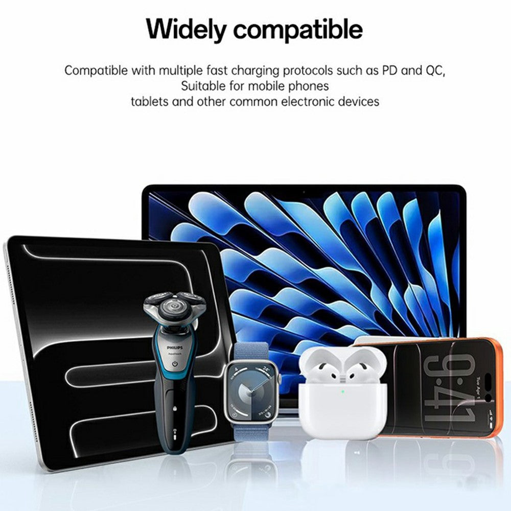 YESIDO YC103 PD 35W GaN Vægoplader USB-C Hurtig Opladning Strømadapter Kompakt Rejse Telefonoplader, EU-stik
