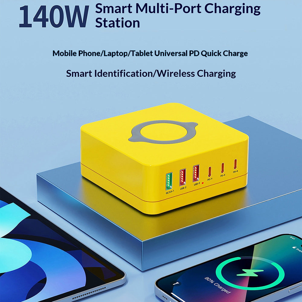 WLX-963L Multi-Port Ladestation PD 65W Hurtigoplader til bærbar computer/tablet/telefon Trådløs opladningsdock