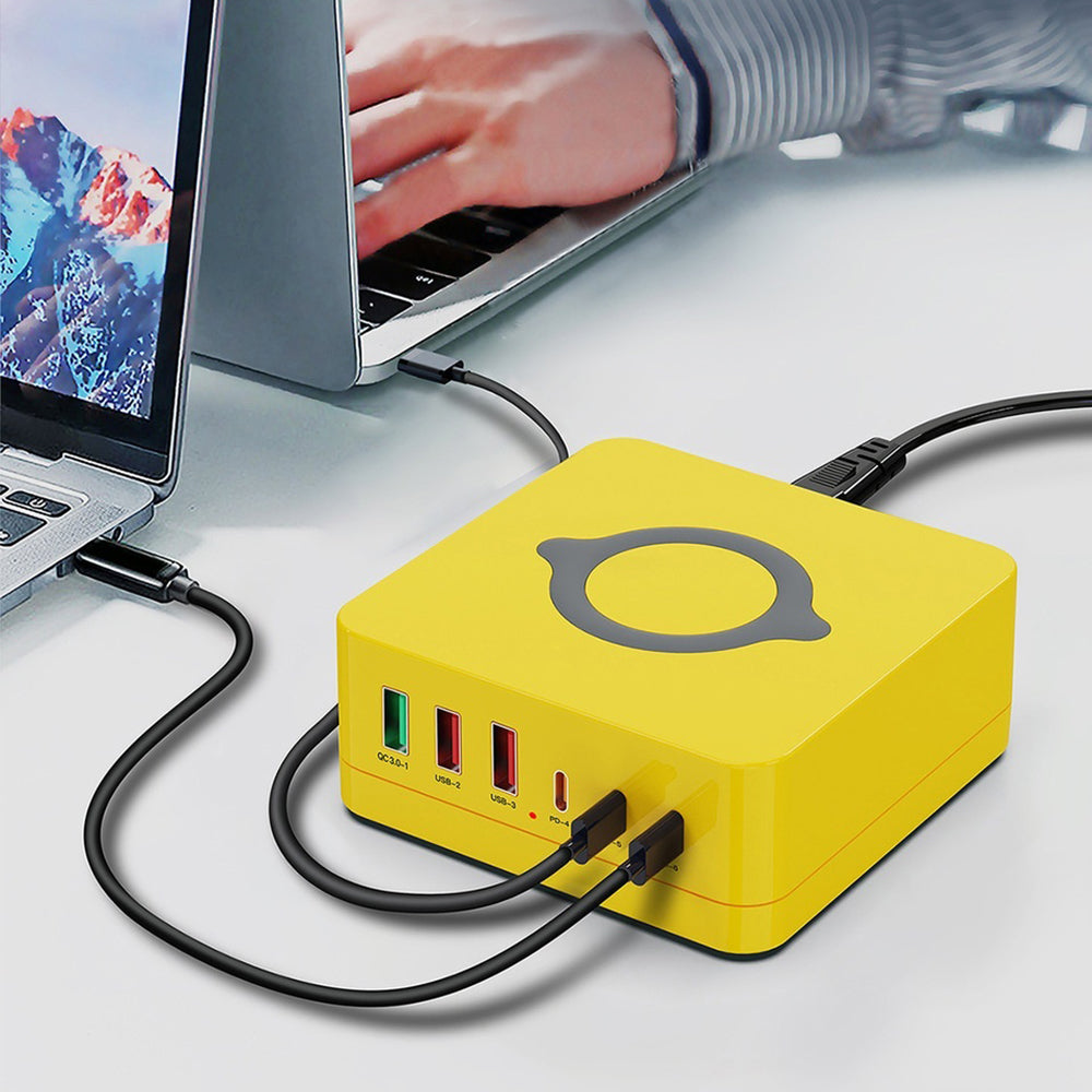 WLX-963L Multi-Port Ladestation PD 65W Hurtigoplader til bærbar computer/tablet/telefon Trådløs opladningsdock