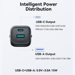 JOYROOM JR-TG7 PD QC3.0 30W Fast Charger USB-C + USB-A Dual Port Power Adapter for Phone Tablet