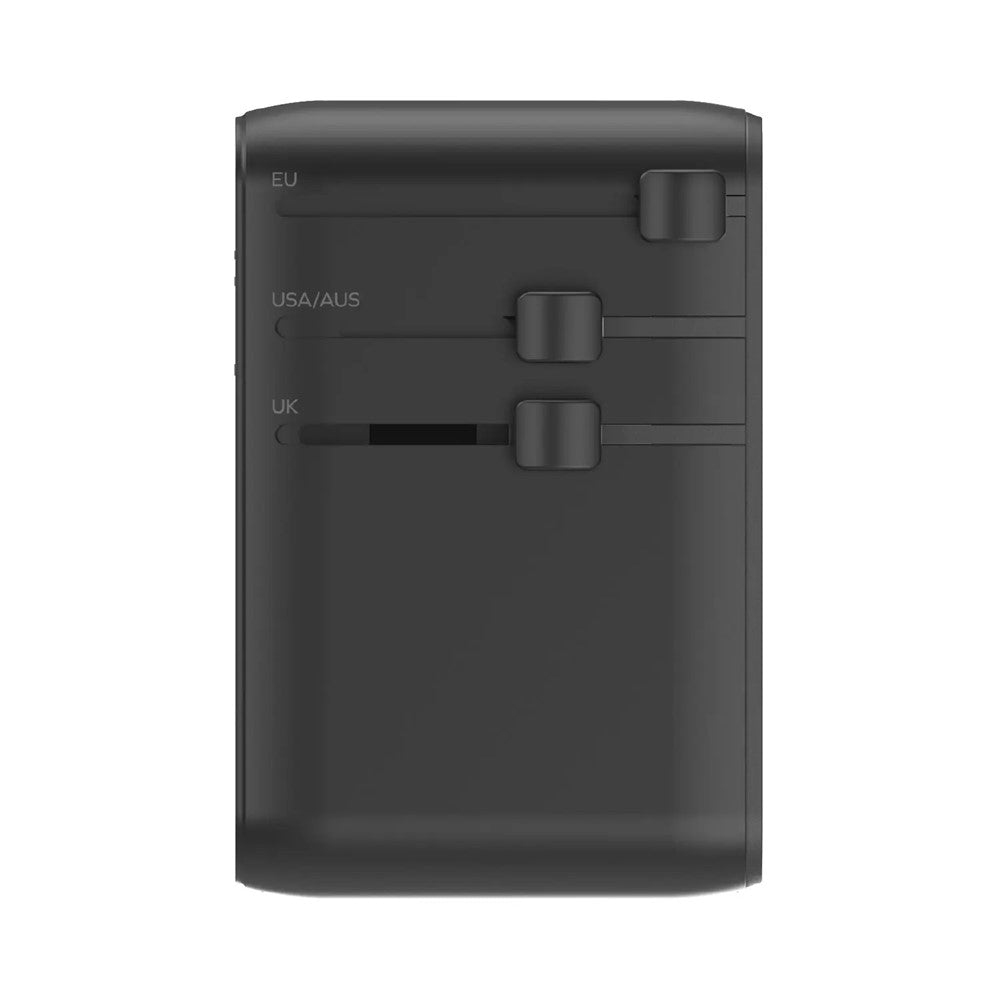 MOMAX UA30 1-World2+ Dual AC Universal Travel Adapter GaN 70W International Power Adapter Built-in Retractable Cable