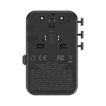 MOMAX UA30 1-World2+ Dual AC Universal Travel Adapter GaN 70W International Power Adapter Built-in Retractable Cable