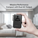 MOMAX UA30 1-World2+ Dual AC Universal Travel Adapter GaN 70W International Power Adapter Built-in Retractable Cable